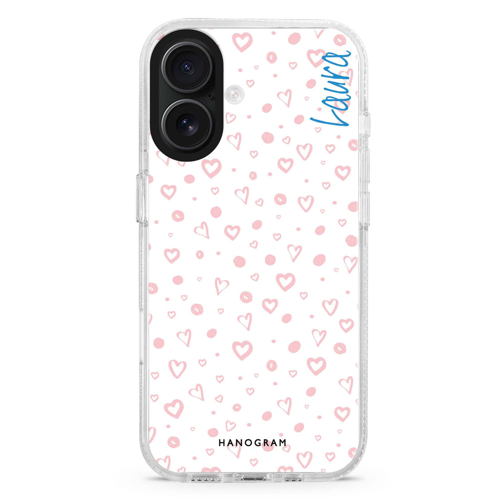 Pinky Hearts MagSafe Compatible iPhone 16 Ultra Clear Case - Personalized and Stylish Protection