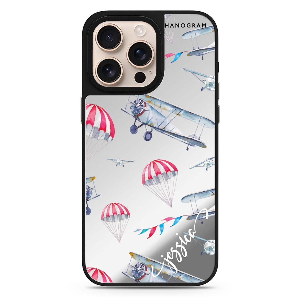 Propeller personalized name sleek reflective design iPhone 16/15/14 Pro Max & Pro mirror case