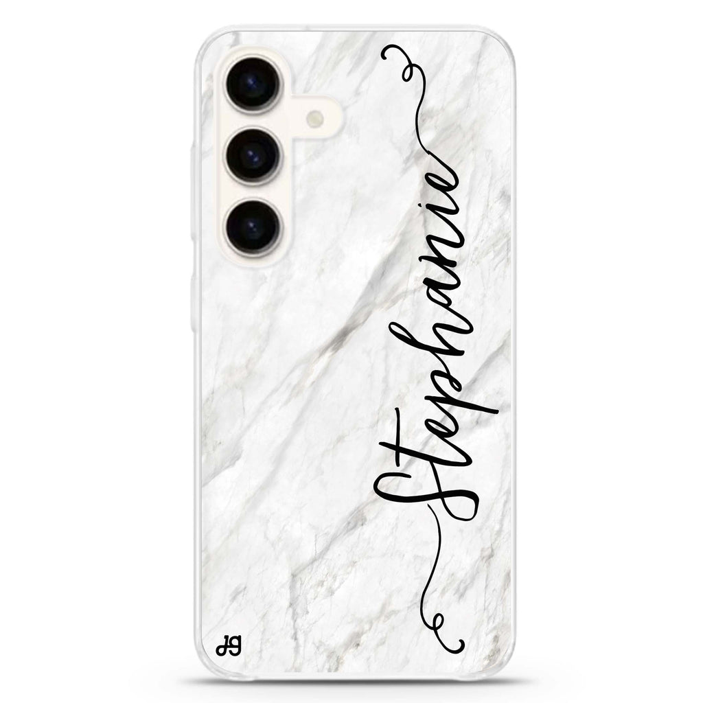 Vertical Cursive & Marble Sleek Samsung Galaxy Ultra Clear Case