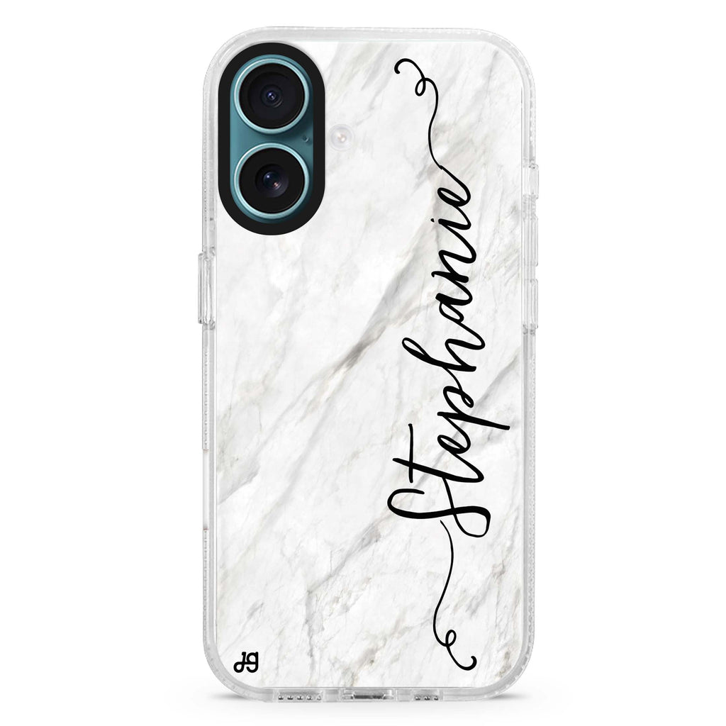 Vertical Cursive & Marble Sleek MagSafe Compatible iPhone 16 Ultra Clear Case - Personalized and Stylish Protection