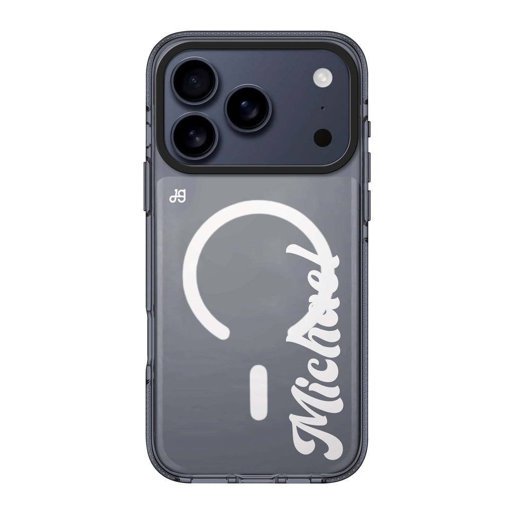 Modern Nameplate personalized name typography iPhone 17 Pro Max ultra clear case
