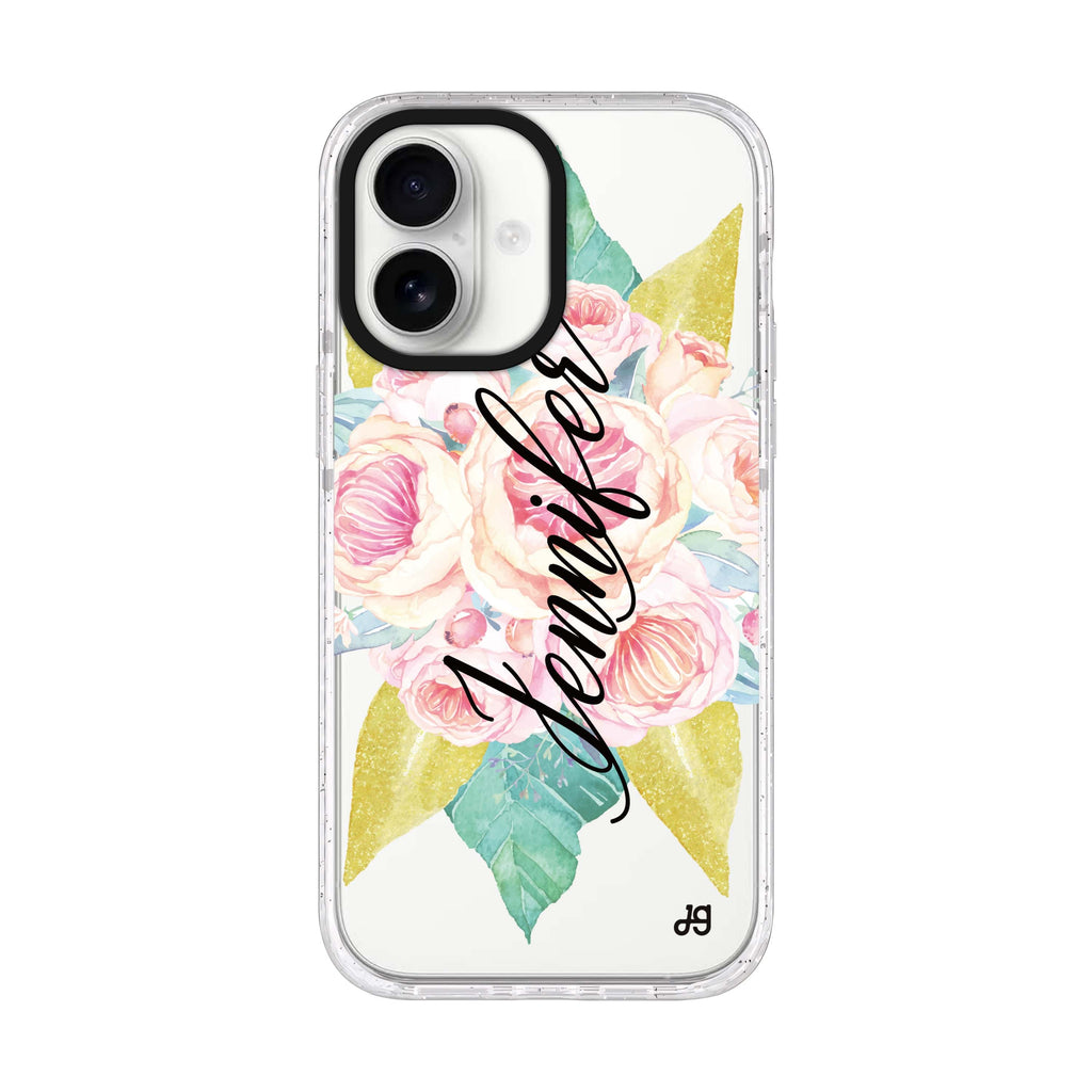 Abloom Rose personalized name iPhone 17 ultra clear MagSafe case, front product view