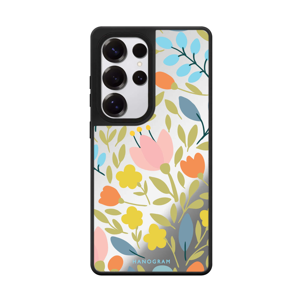 Floral Samsung Galaxy S25 S24 S23 Ultra mirror case, front view