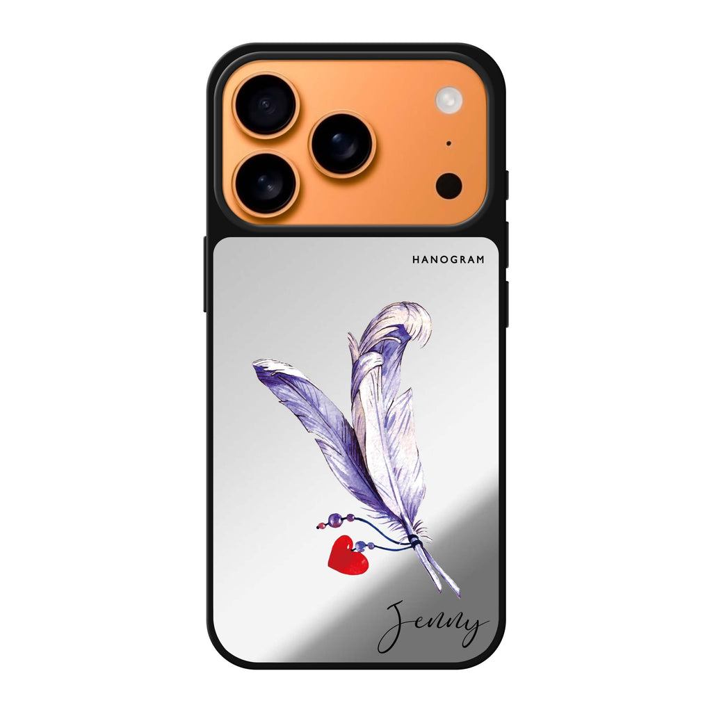 Feather personalized name bird animal iPhone 17 Pro Max mirror case