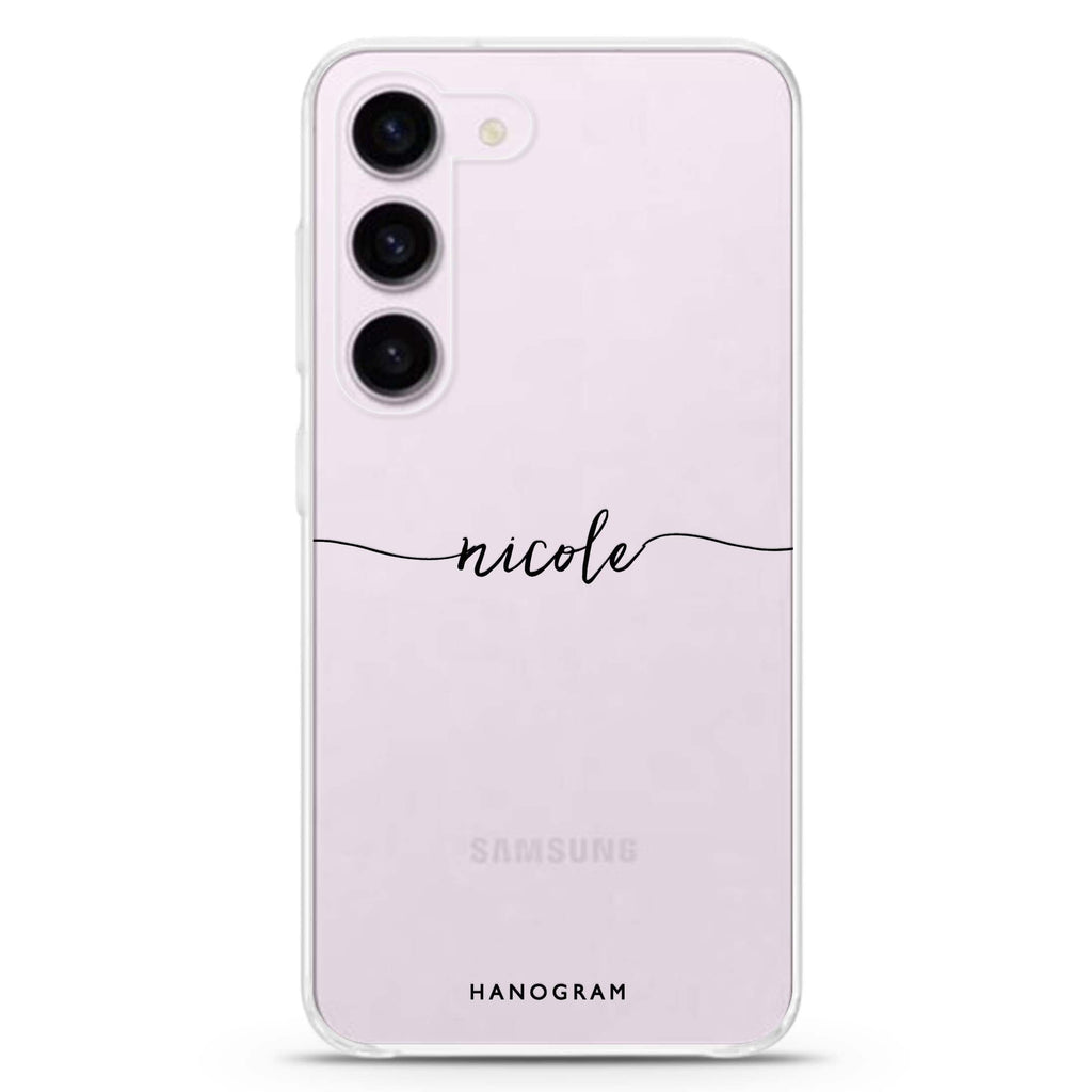Slim Handwritten personalized ultra-clear case for Samsung Galaxy S23/S22, front view