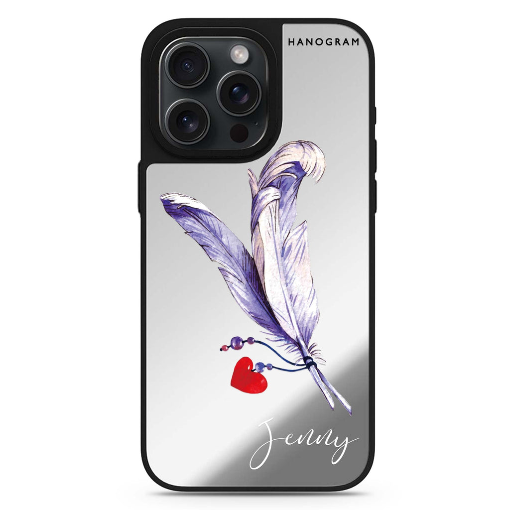 Feather Love personalized name MagSafe mirror case for iPhone 16/15/14 Pro Max and Pro, main view