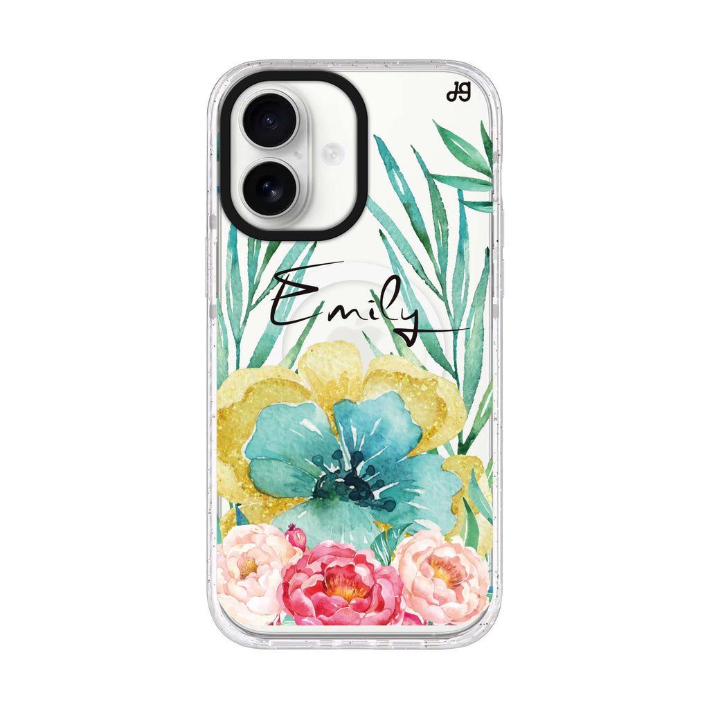 The Great Golden Flower personalized name iPhone 17 ultra clear MagSafe case, front product view