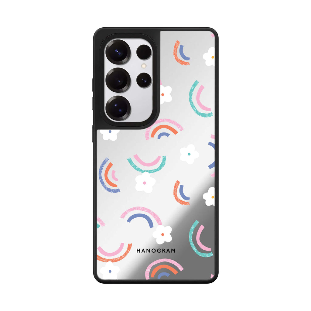 Rainbow Floral Samsung Galaxy S25 S24 S23 Ultra mirror case, front view