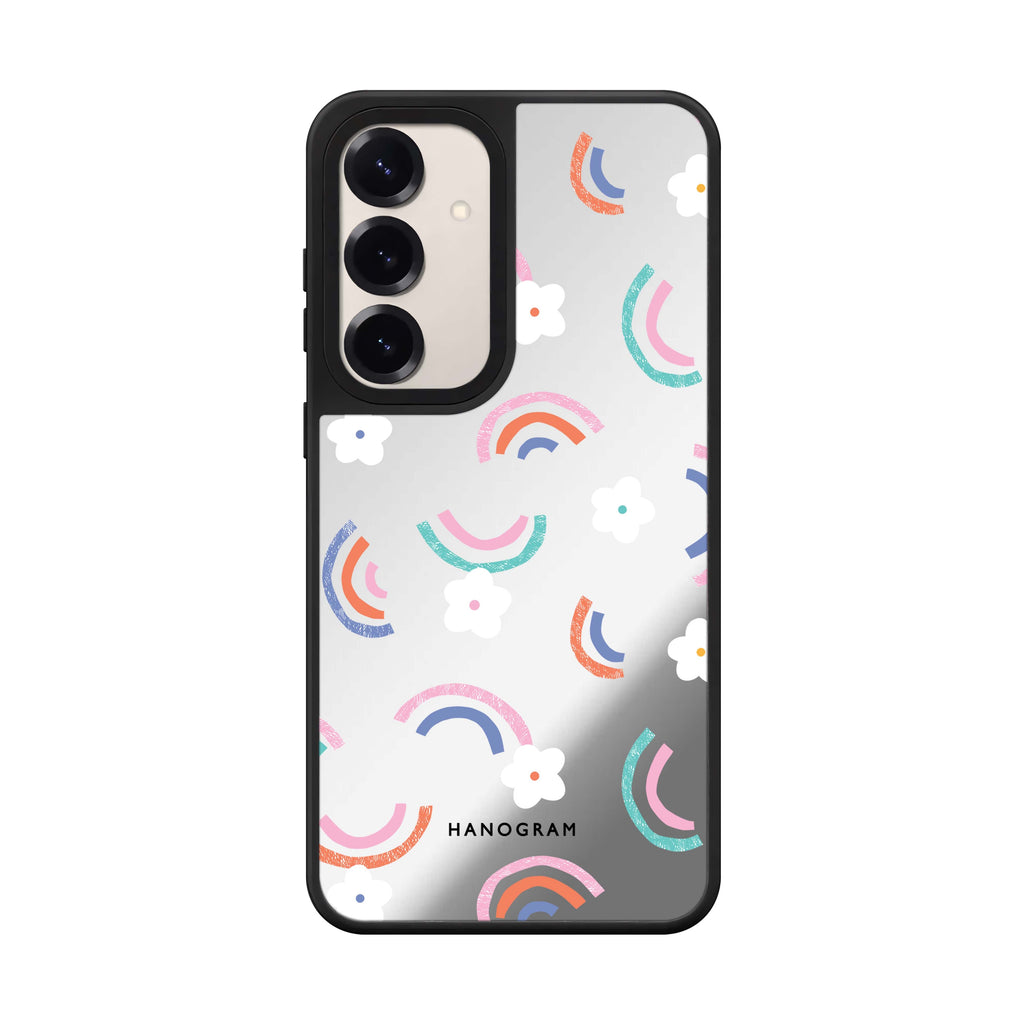 Rainbow Floral Style 1 Samsung Galaxy mirror case front view