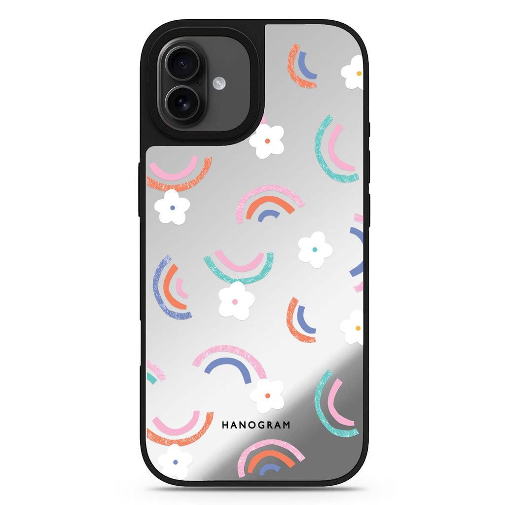 Rainbow Floral design 2 celestial design iPhone 17 mirror case