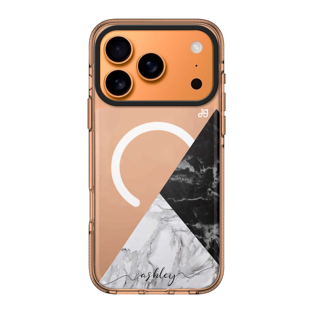 Black And White Marble Style 1 personalized name black white marble neutral iPhone 17 Pro Max ultra clear case