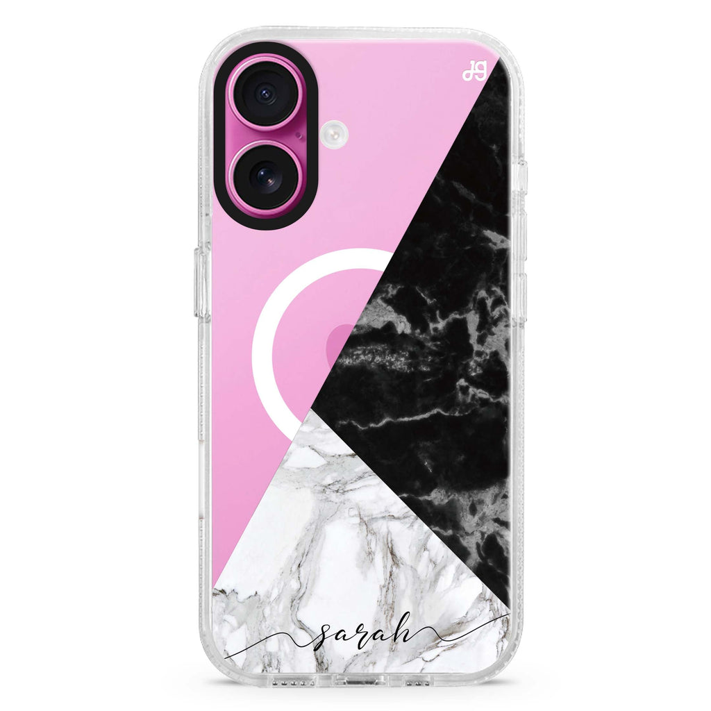 Black And White Marble MagSafe Compatible iPhone 16 Ultra Clear Case - Personalized and Stylish Protection