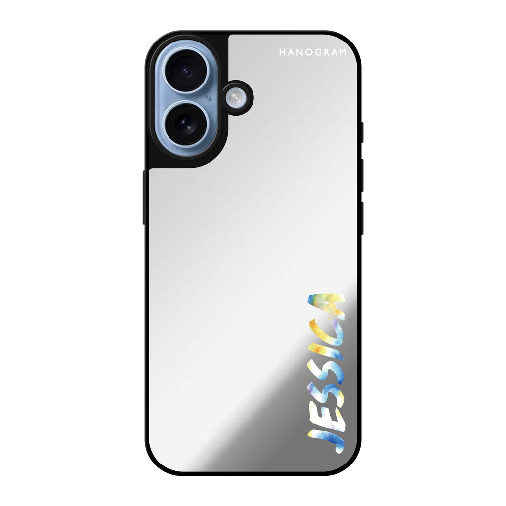 Reflective iPhone 16 Mirror Case –My Watercolour Name Design