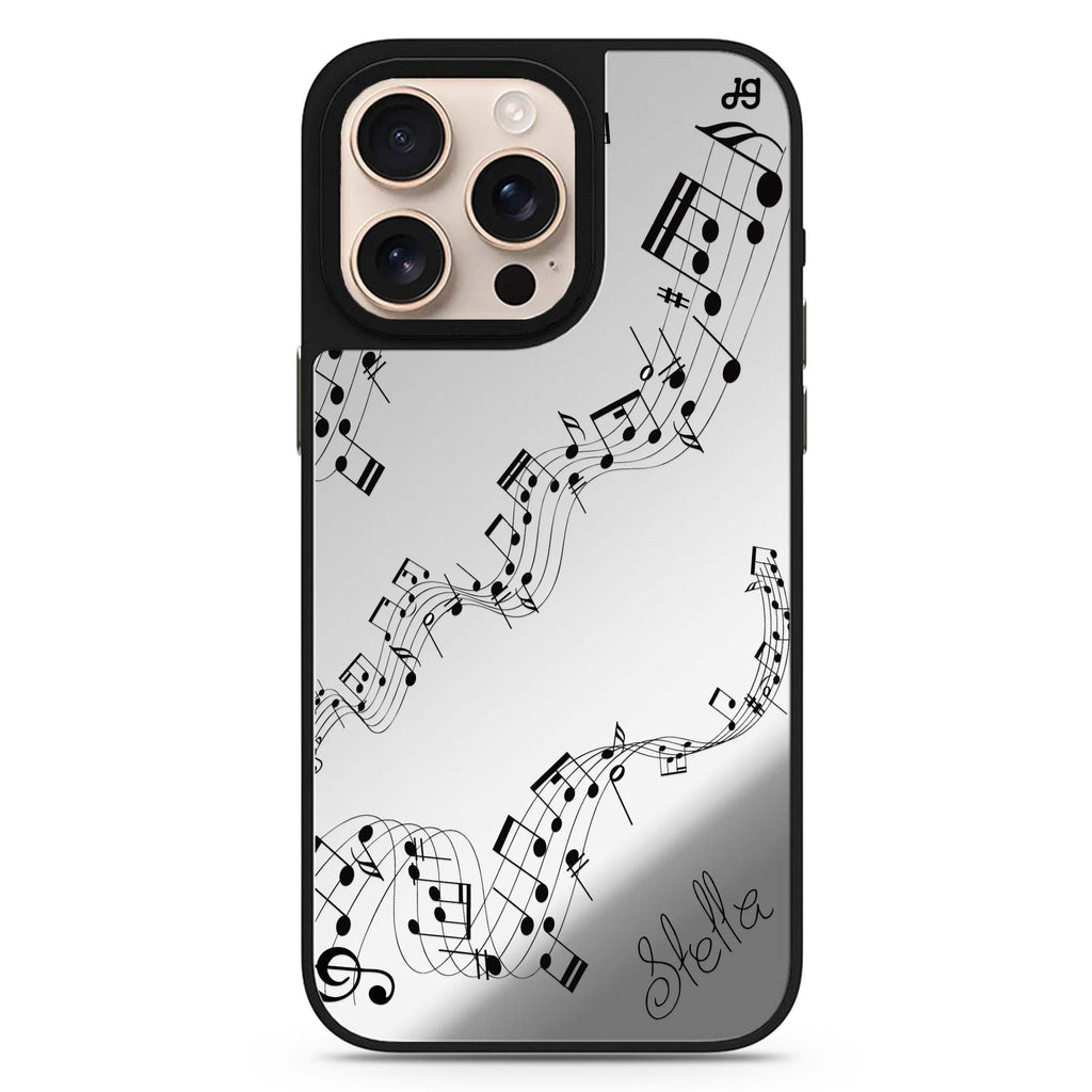Music personalized name sleek reflective design iPhone 16/15/14 Pro Max & Pro mirror case