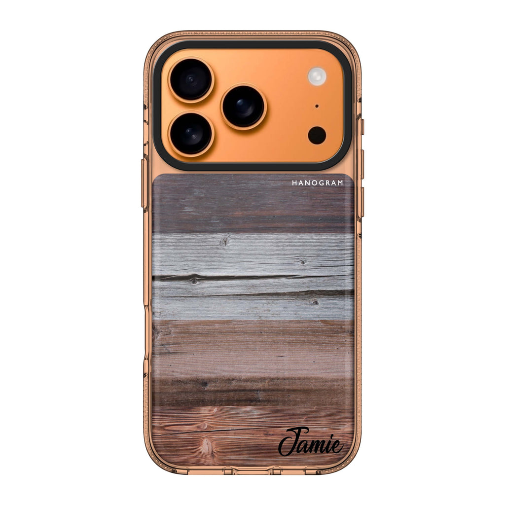 Wood Grain Varigegated personalized name nature neutral iPhone 17 Pro Max ultra clear case