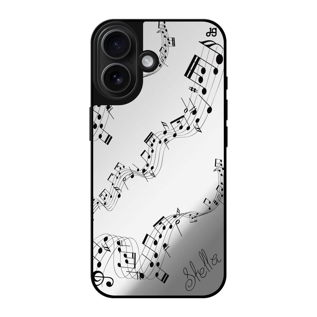 Reflective iPhone 16 Mirror Case –Music Design