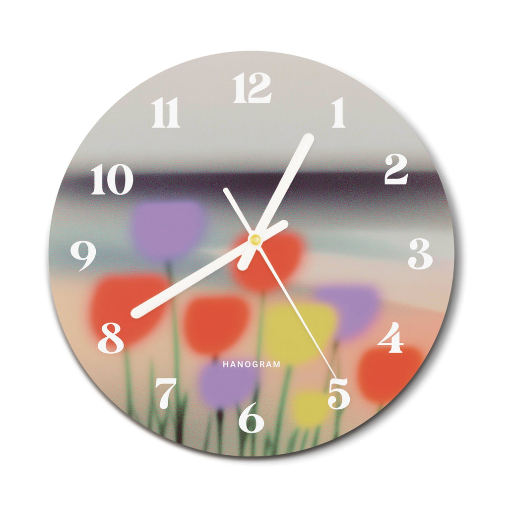 Dream Garden Blur premium glass wall clock, floral home decor clock, main view
