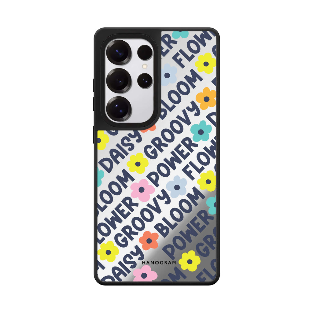 Groovy Flower Samsung Galaxy S25 S24 S23 Ultra mirror case, front view