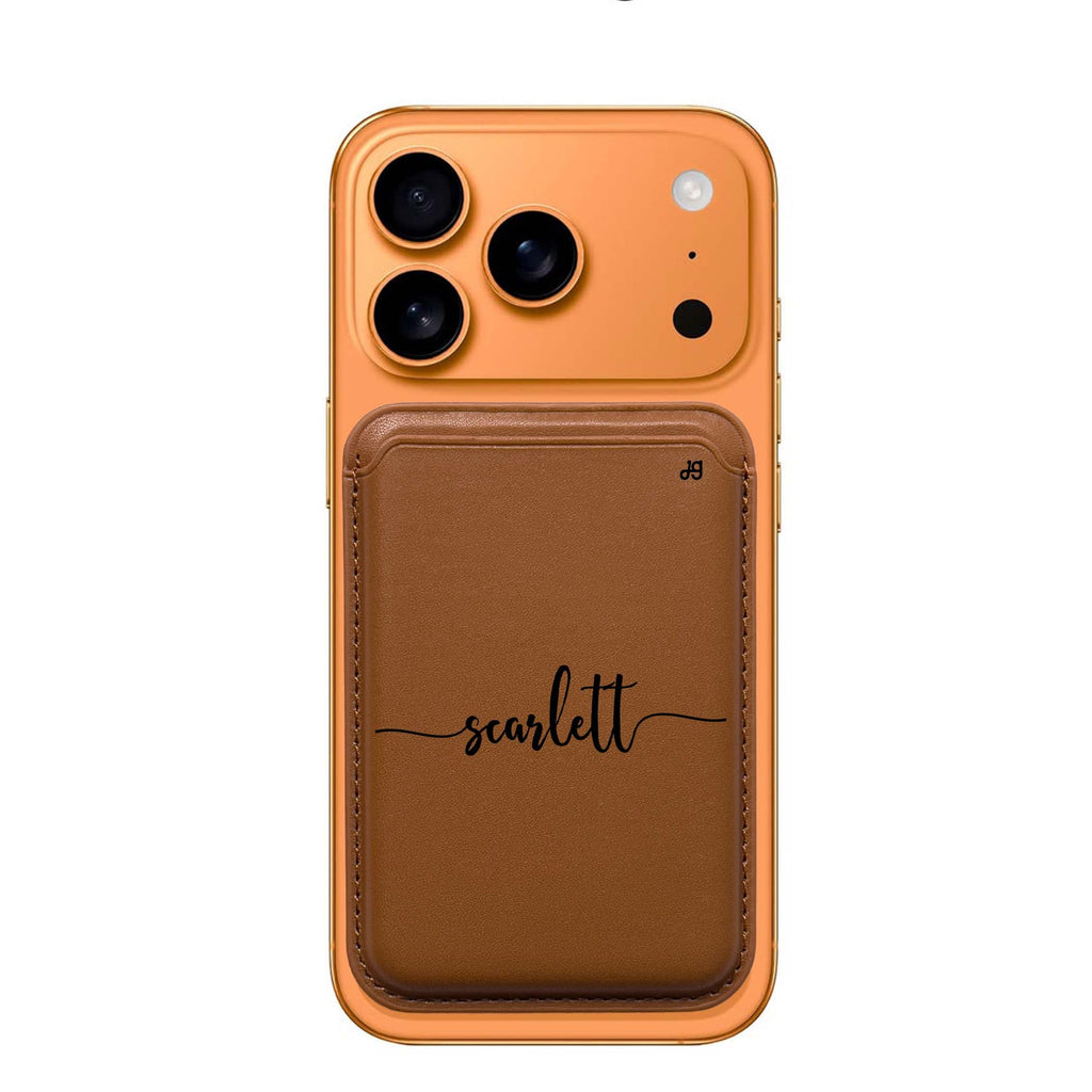 Script Handwritten custom name MagSafe wallet for iPhone, personalized magnetic card holder, main view