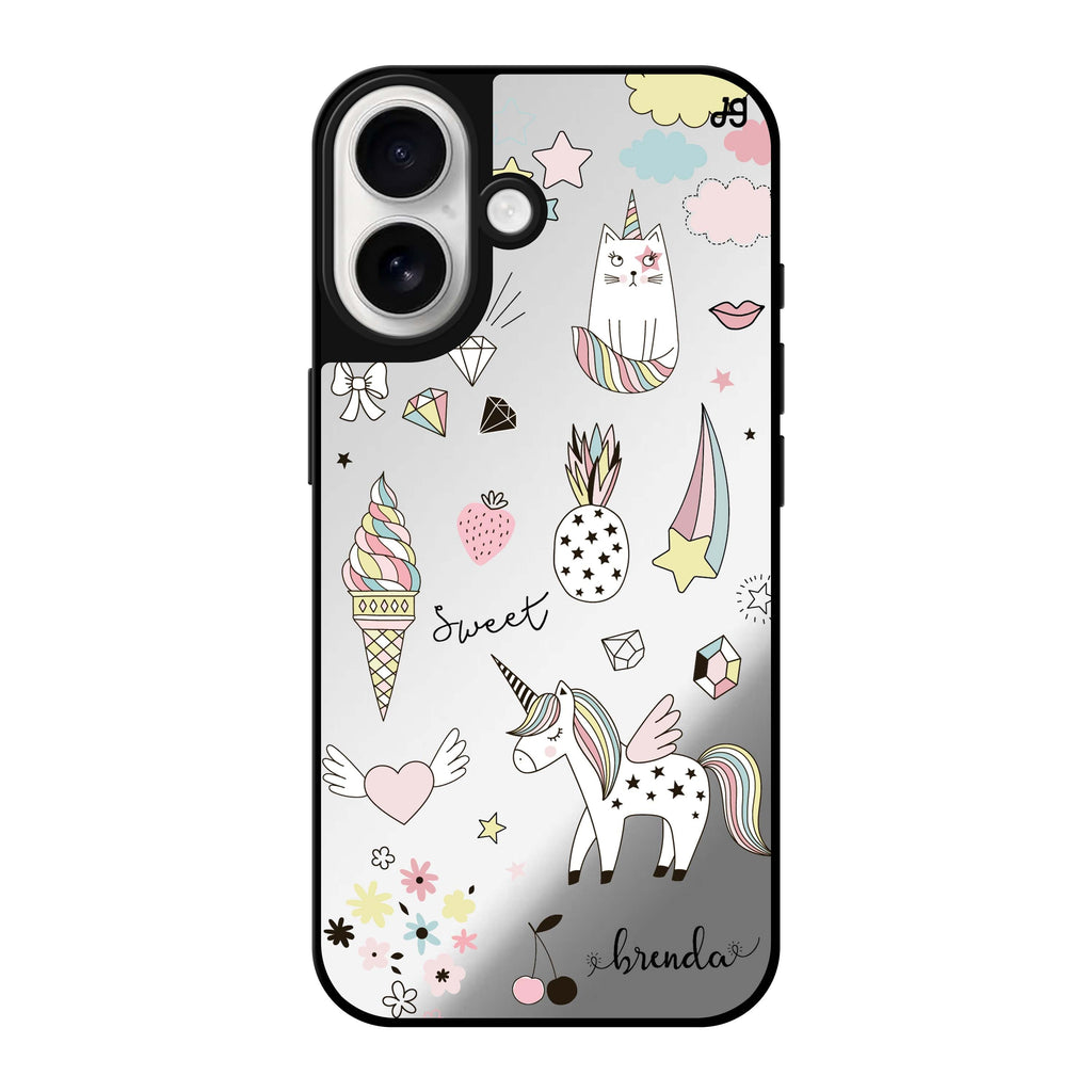 Reflective iPhone 16 Mirror Case –My lovely Cartoon Design