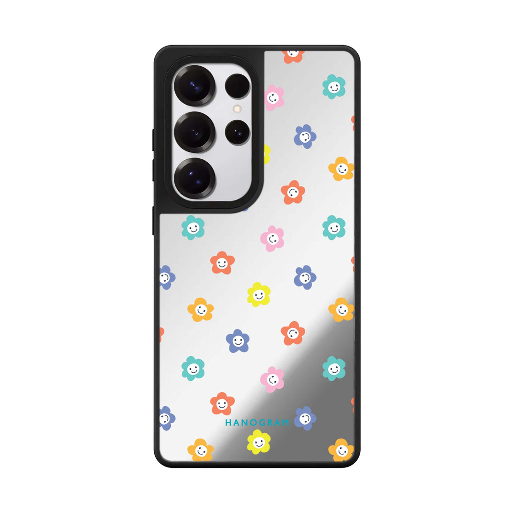 Little Smile Flowers Samsung Galaxy S25 S24 S23 Ultra mirror case, front view