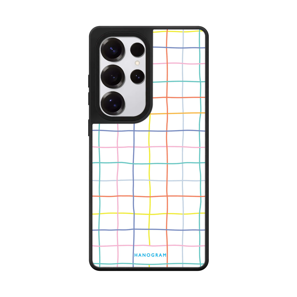 Colourful Checked Pattern Samsung Galaxy S25 S24 S23 Ultra mirror case, front view