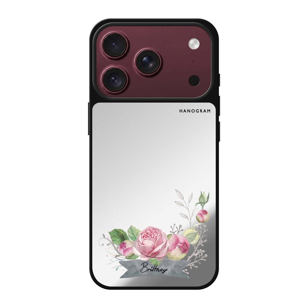 Ribbon & Floral personalized name spring bow flower floral iPhone 18 Pro Max mirror case