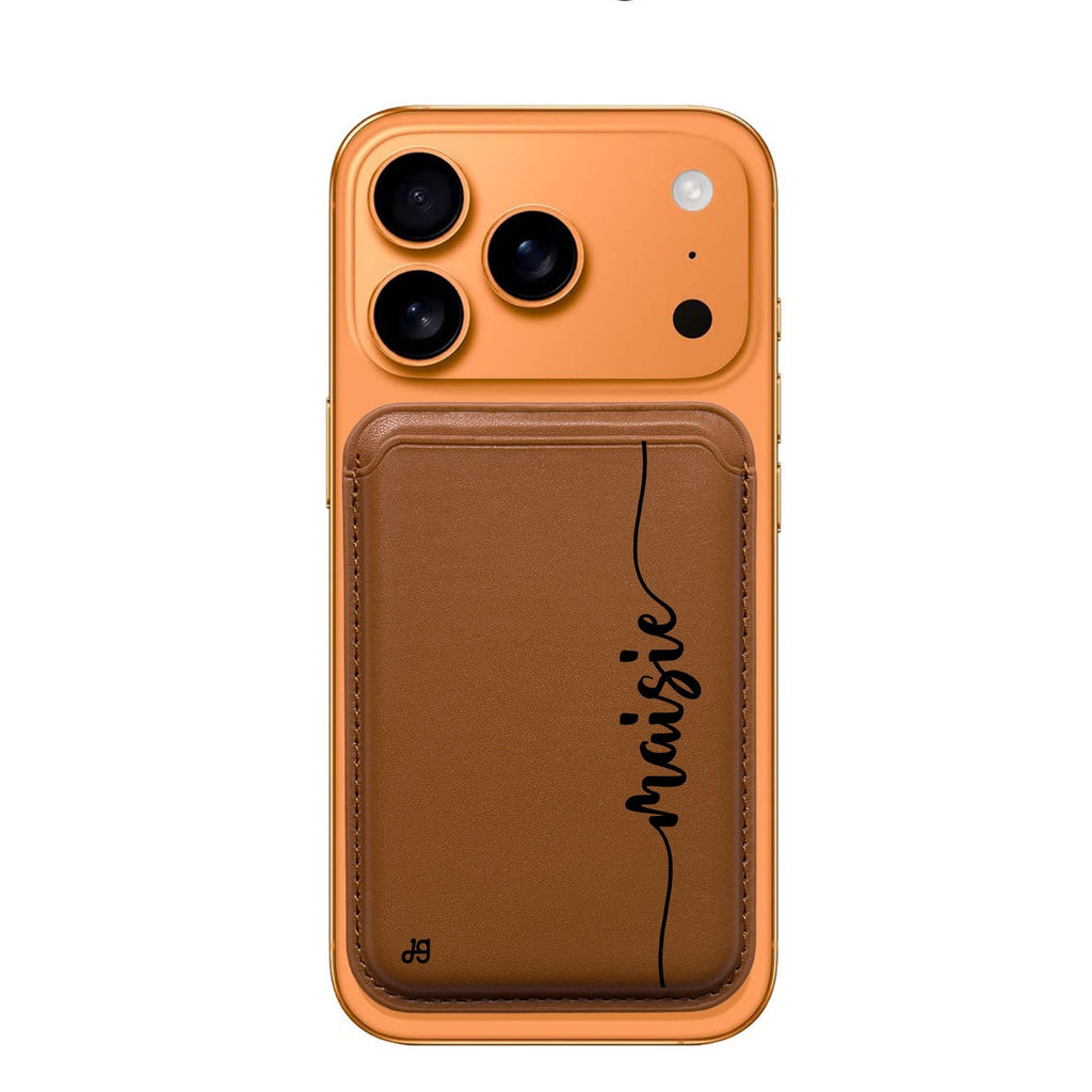 Vertical Script Handwritten Custom custom name MagSafe wallet for iPhone, personalized magnetic card holder, main view