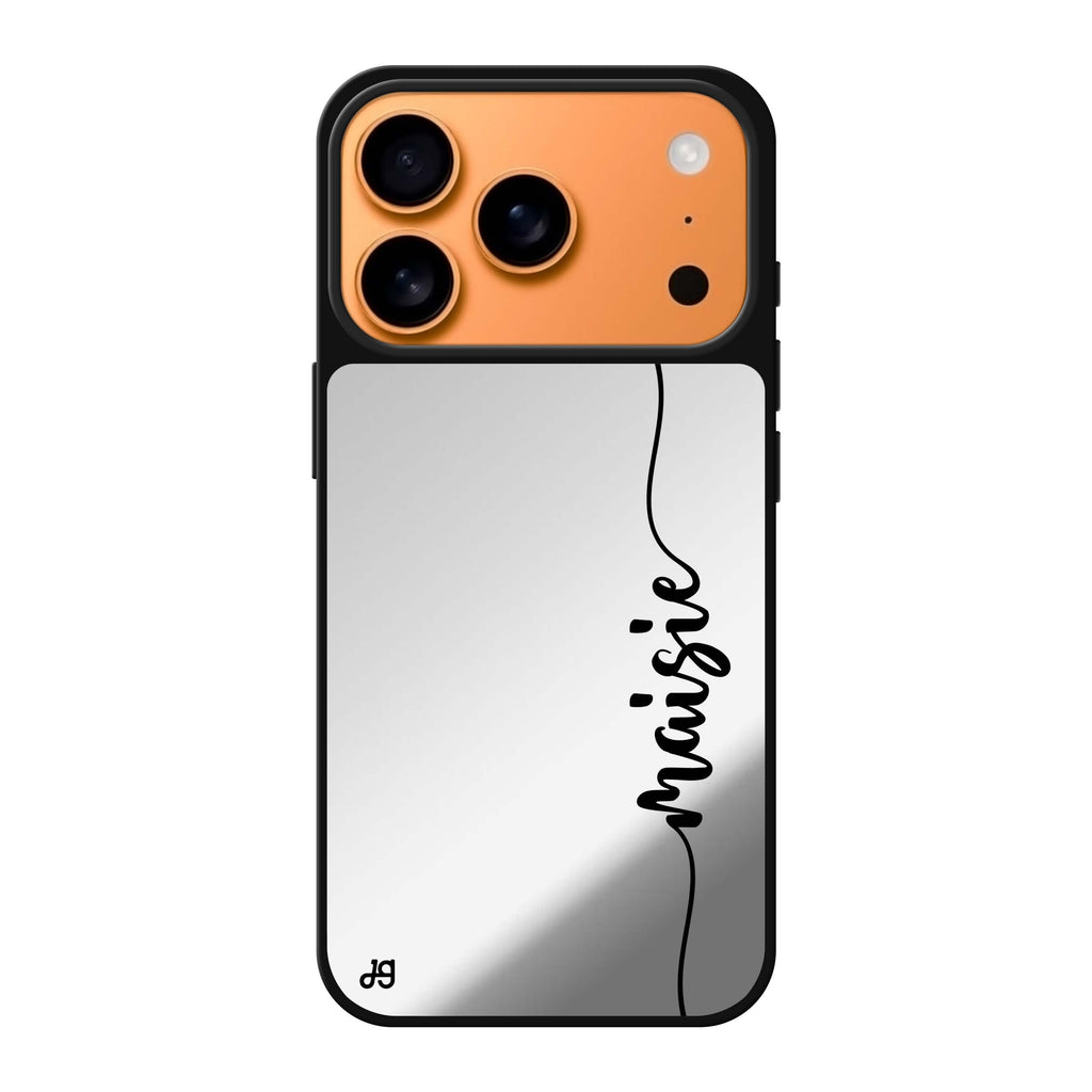 Vertical Script Handwritten Custom personalized name typography iPhone 17 Pro Max mirror case