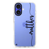 Vertical Script Handwritten Custom custom name iPhone 16 and 16 Plus ultra clear case, transparent name artwork, front product view