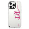 Vertical Script Handwritten custom name iPhone 16/15/14 Pro Max & Pro ultra clear case typography design, front product view