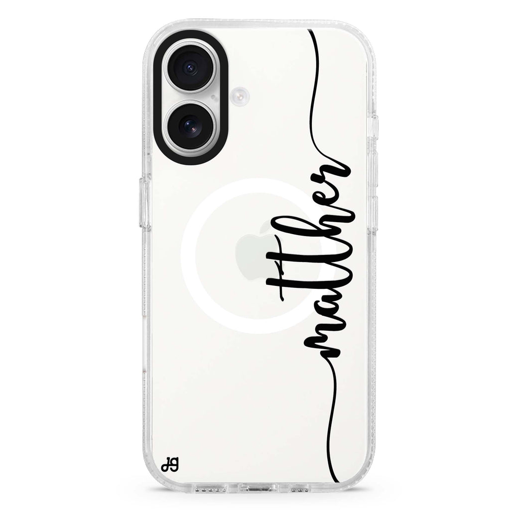 Vertical Script Handwritten Custom MagSafe Compatible iPhone 16 Ultra Clear Case - Personalized and Stylish Protection