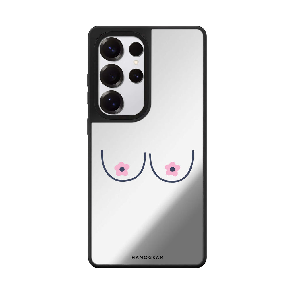 Floral Breast Samsung Galaxy S25 S24 S23 Ultra mirror case, front view
