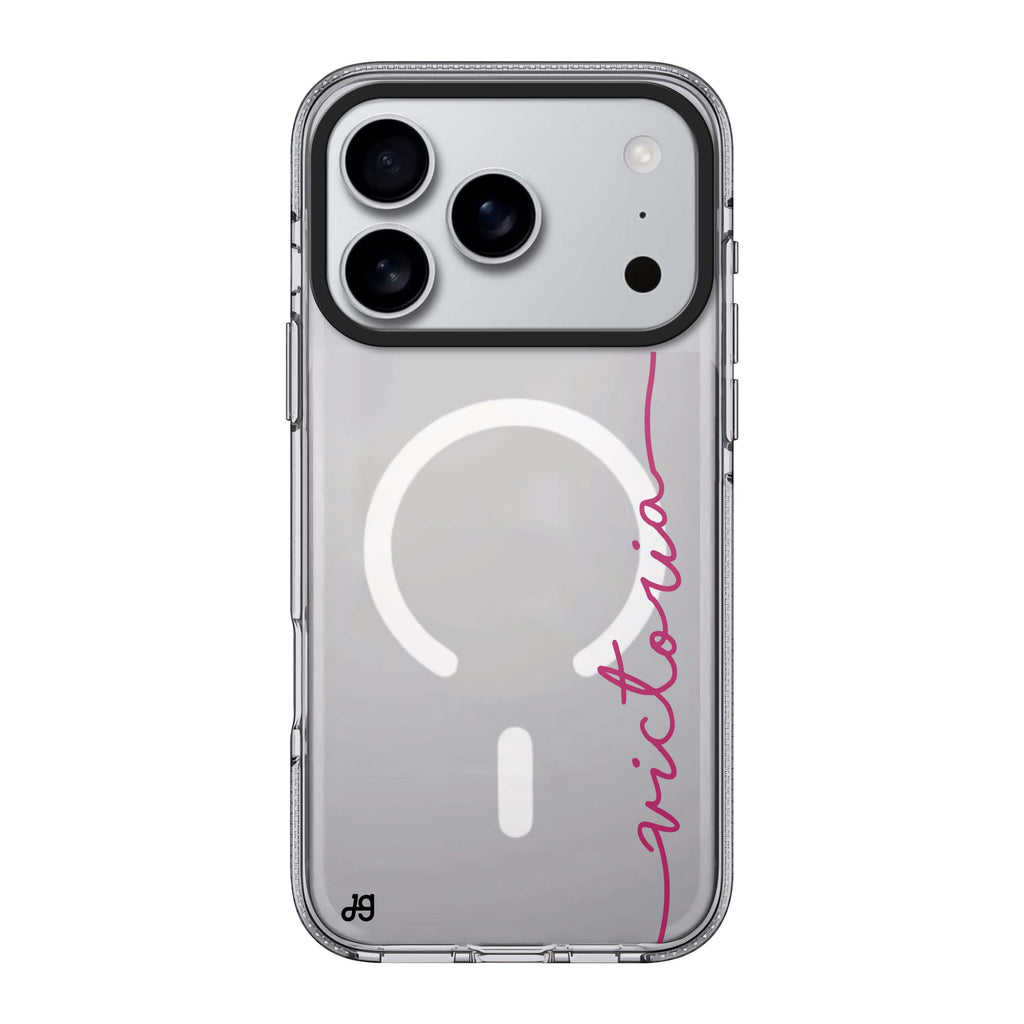 Vertical Handwritten II personalized name typography iPhone 17 Pro Max ultra clear case
