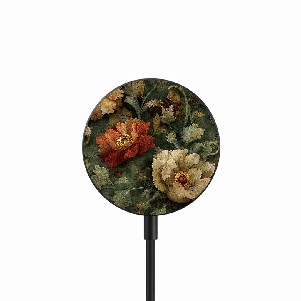 Vintage Bloom Noir 25W Qi2.2 magnetic wireless charger front view
