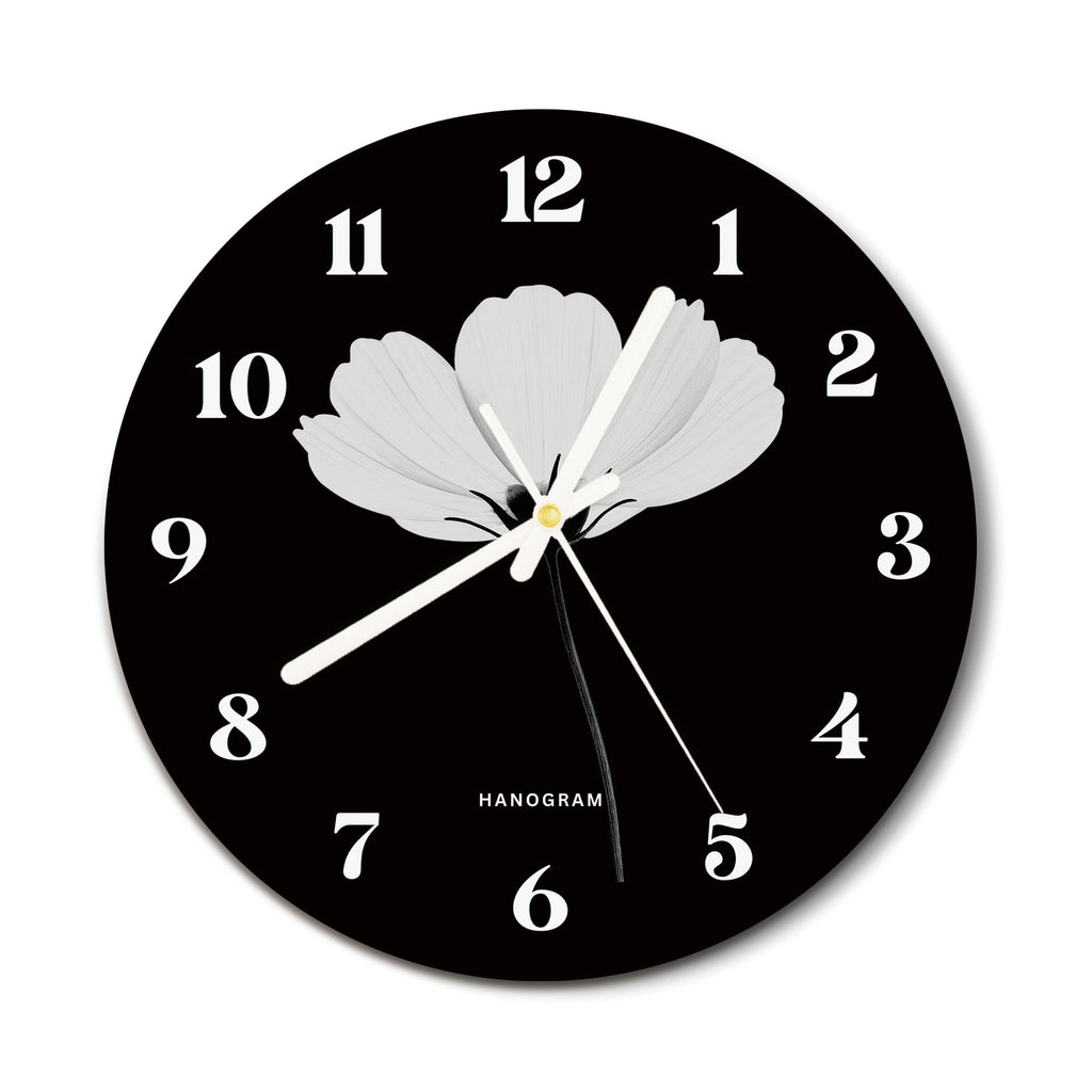Midnight Bloom premium glass wall clock, floral home decor clock, main view