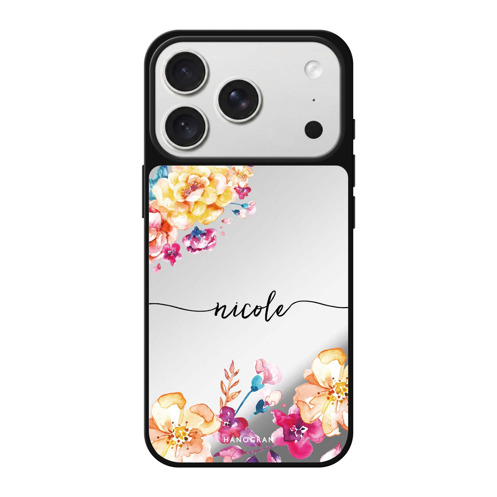 Art of Flowers personalized name flower abstract floral iPhone 18 Pro Max mirror case