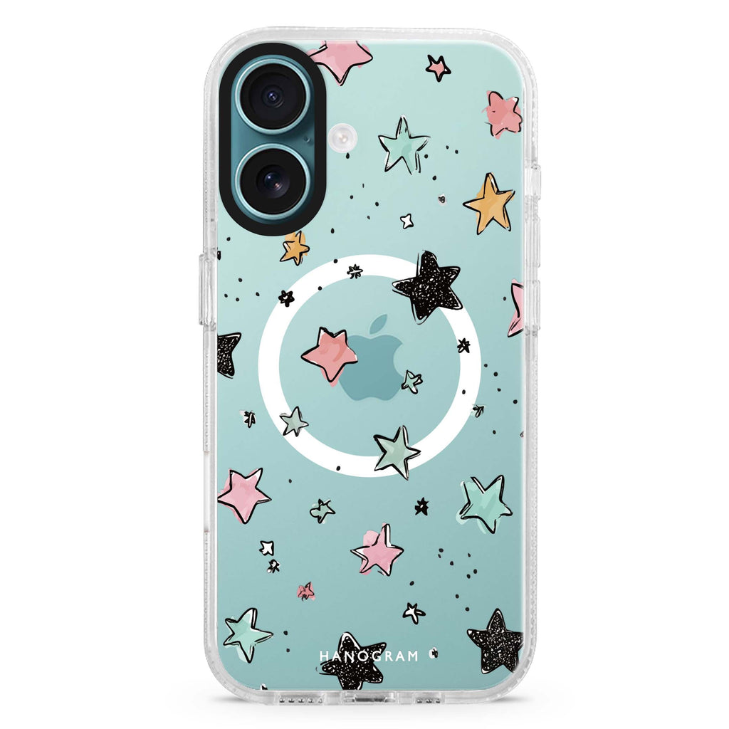Pastel Sparkle Stars MagSafe Compatible Ultra Clear Case