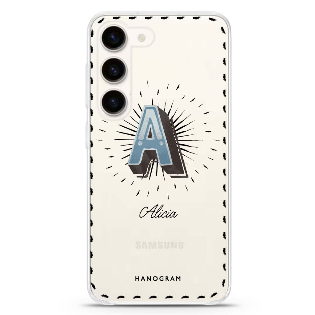 Artistic Monogram III ultra-clear case for Samsung Galaxy S23/S22, front view