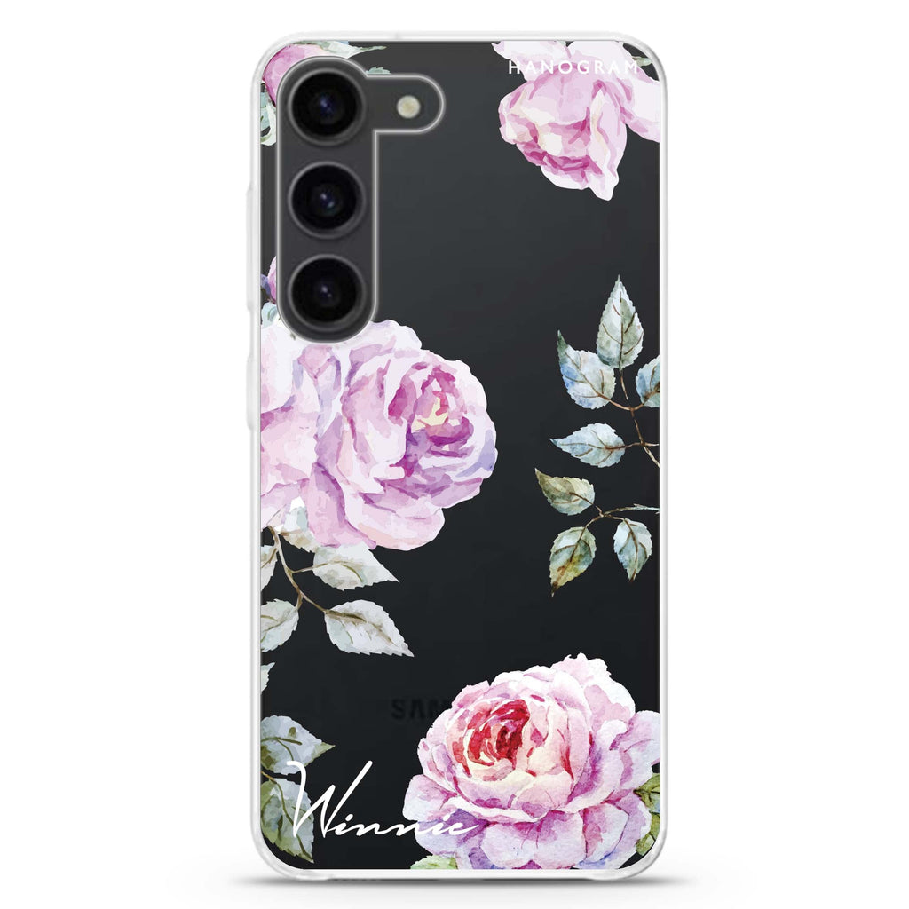 Classic Floral personalized ultra-clear case for Samsung Galaxy S23/S22, front view