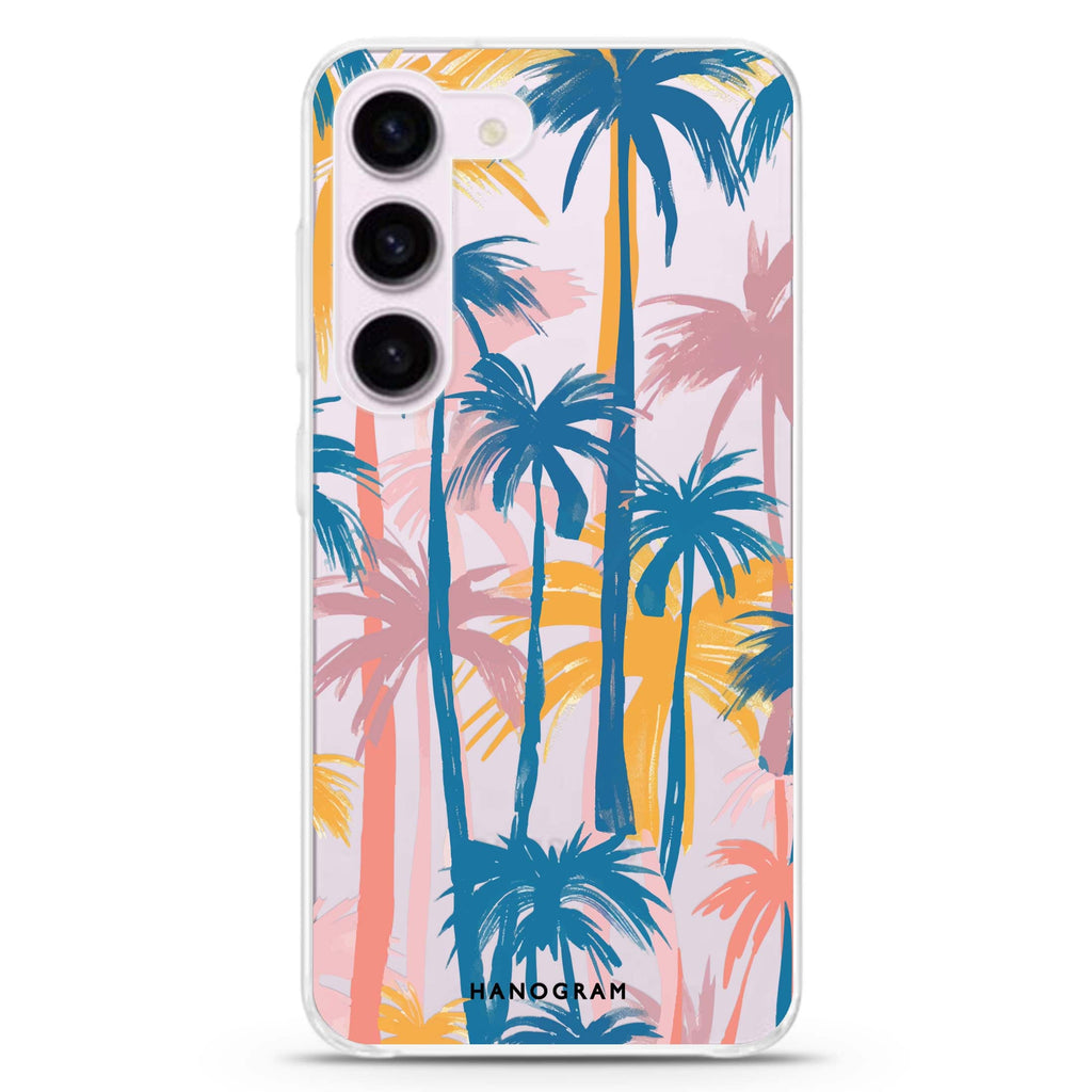 Palm Paradise ultra-clear case for Samsung Galaxy S23/S22, front view