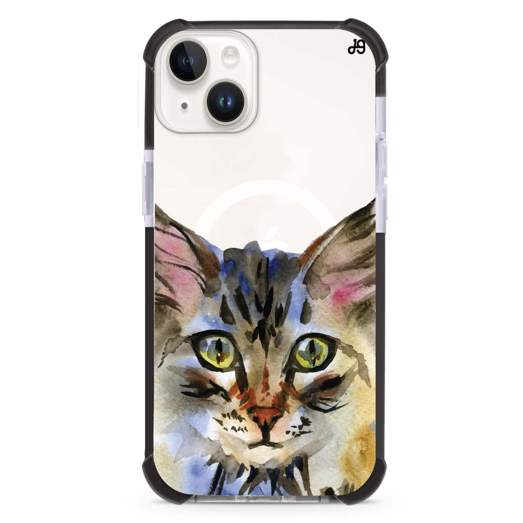 Watercolour Cat iPhone 15 Plus MagSafe Compatible Ultra Shockproof Case