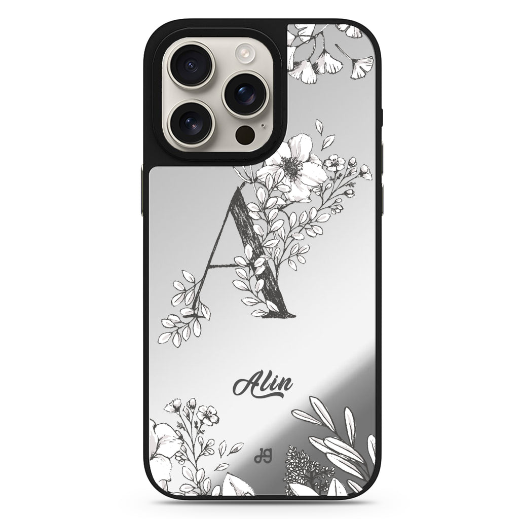 Vintage Floral Monogram MagSafe compatible mirror case for iPhone 16/15/14 Pro Max and Pro, main view