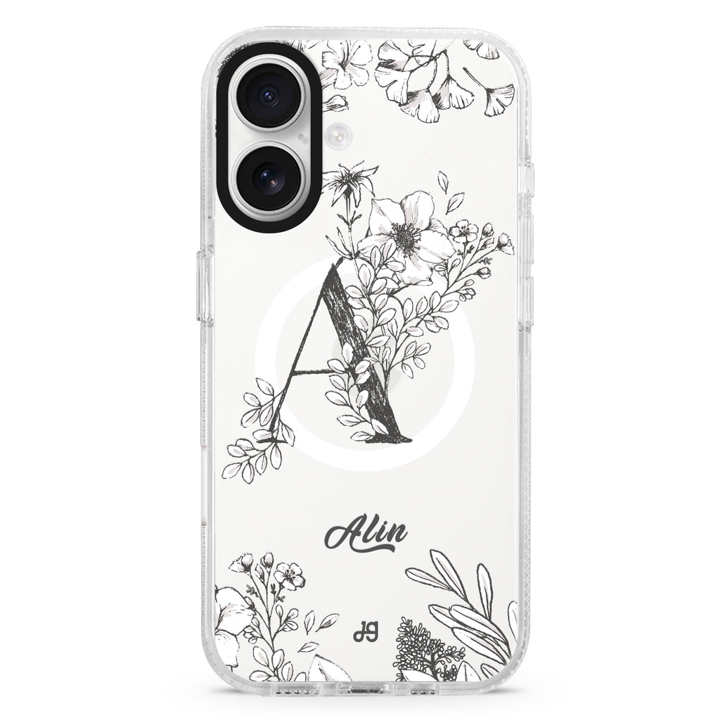 Vintage Floral Monogram MagSafe Compatible Ultra Clear Case