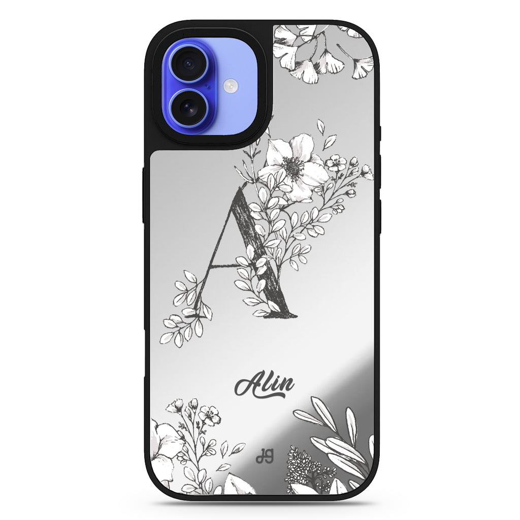 Vintage Floral Monogram Mirror Case