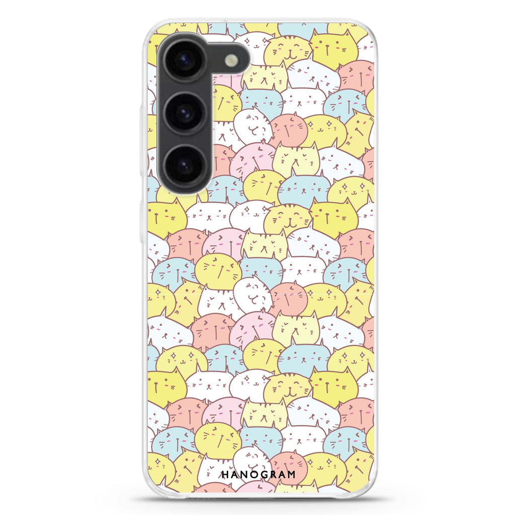 Meow Melodies ultra-clear case for Samsung Galaxy S23/S22, front view