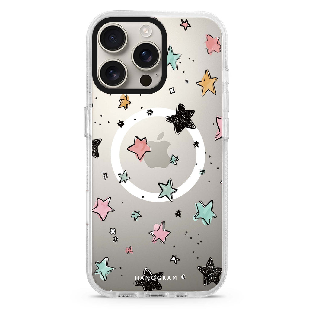 Pastel Sparkle Stars MagSafe Compatible Ultra Clear Case