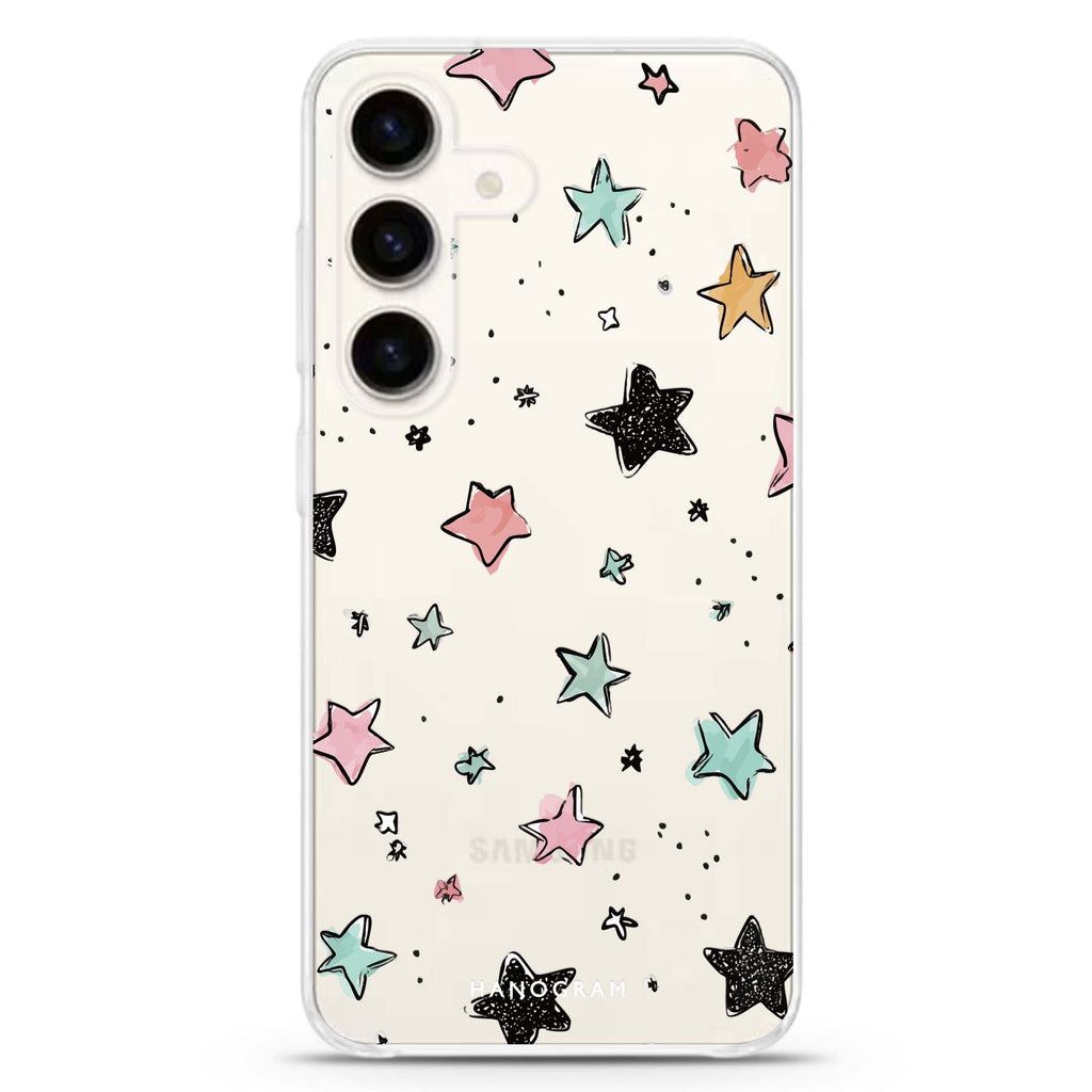 Pastel Sparkle Stars Samsung Galaxy Ultra Clear Case