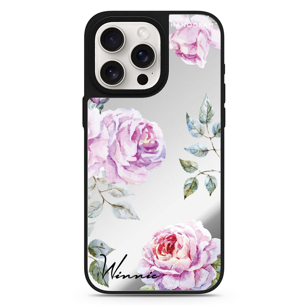 Classic Floral personalized name MagSafe mirror case for iPhone 16/15/14 Pro Max and Pro, main view