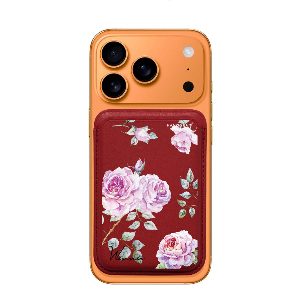 Classic Floral custom name MagSafe wallet for iPhone, personalized magnetic card holder, main view